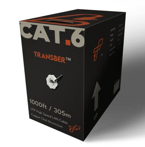 Transber Cat6(Cca) 1000Ft Solid Utp Bulk Ethernet Cable 550Mhz 23Awg 4Pair Lan Network Ethernet Rj45 Cable, Blacck #TOP12