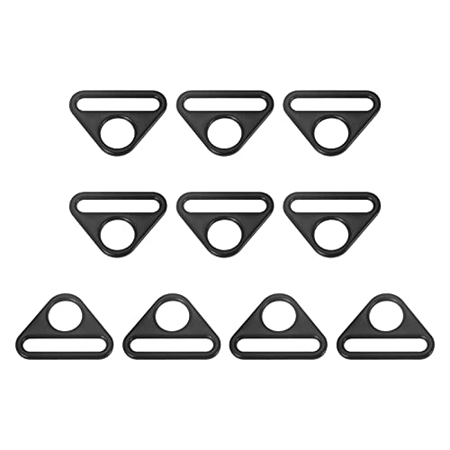 uxcell Triangle Buckle Adjuster, 10Pcs 1-1/2 Inch Triangle D Rings Adjuster Triangle with bar Swivel Clip for Webbing Bag Strap, Matte Black