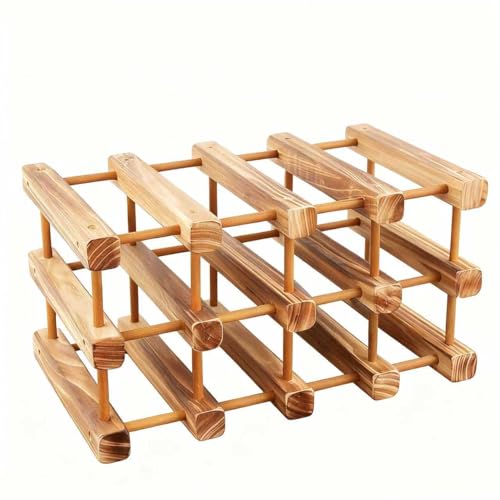 Wood Modular Wine Rack, Freestanding Stackable DIY Wine Storage Holder | Wood Wine Rack for Countertop & Cabinet