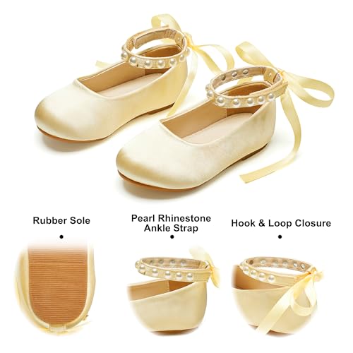 Image of Felix & Flora Girls Toddler Little Ballet Shoes - Flower Girls Mary Jane Flats Dress Shoes Party Wedding