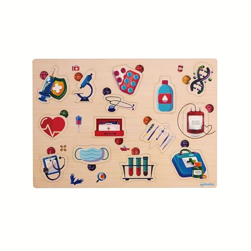 Image of PLUSPOINT Kid Wooden Montessori Educational Pre-School Puzzle Board Toy for Boys and Girl (Wooden Medical Equipment)
