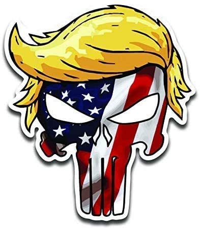 Smart Trumpisher Trump Skull American Flag Vinyl Sticker Decal For Car Truck Suv Van Window Bumper Wall Laptop Tablet Cup Tumbler And Any Smooth Surface (2 Pack) - 4X4 Inches #TOP1