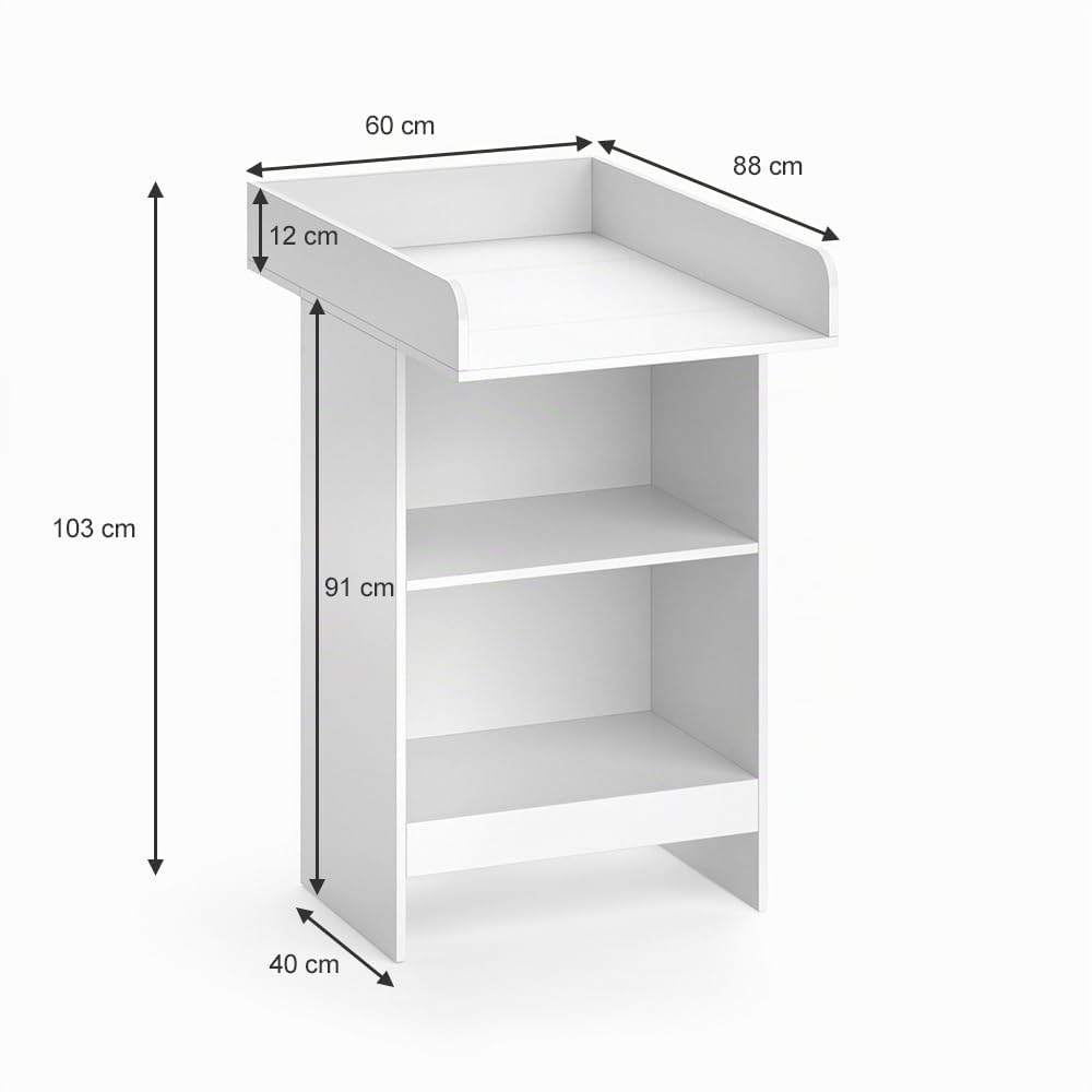 Vicco Cómoda Cambiador Leo, Blanco, 60 x 103 cm, con Estante Abierto y Cambiador extraíble