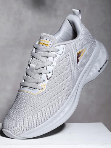 Image of ABROS Mens Inter Ceptor-3 ASSG2005 Sports Shoes L.Grey /Mustard 6UK