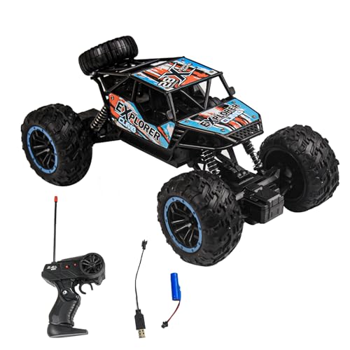Kikuo 4WD Coche Teledirigido Todoterreno W/Shell de Metal, 2.4G RC Coche, 60+ Mins, 1:22 Coches Teledirigidos, Control Remoto Coche RC para Niños, Juguete Vehículo Coche Regalo