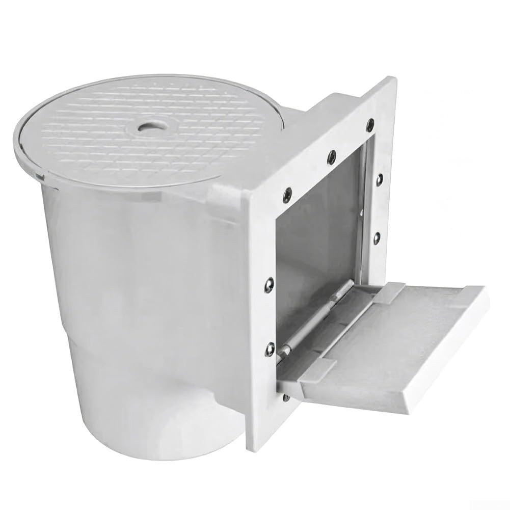 Efficiente skimmer galleggiante per piscine con cestello filtro integrato per raccogliere foglie e detriti per piscine fuori terra o in terra, bianco