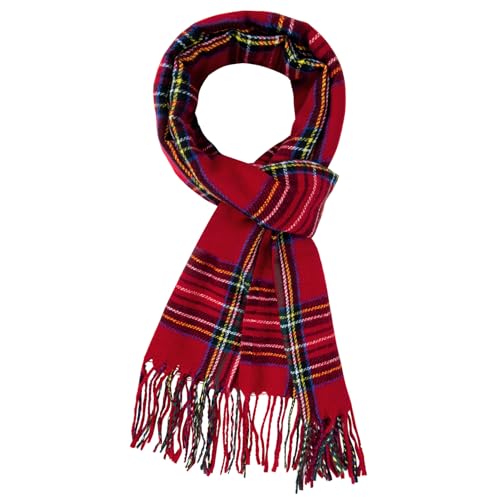 Herren Damen Lange Winterschal - Warm und Weich Tartan Kariert Braun Schwarz