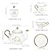 fanquare British Porcelain Tea Coffee Set 22 Piece New Bone China Gold Tulip Tea Service for Afternoon Tea, 6 TeaCup and Saucers with Metal Holder for Home Wedding Birthday