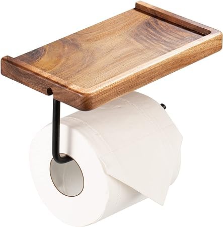 Crysellewoods Brown Toilet Paper Holder with Storage Shelf Wooden,Bathroom Toilet Tissue Roll Holder Wall Mount with Adhesive& Screw for Phone Candle Wipes Planter Pot (B0D73SQWVD) Amazon Price History, Amazon Price Tracker