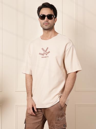 Image of WROGN Men's 100% Cotton T-Shirt | Logo Print | Oversized Fit