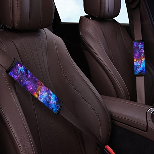 Toaddmos 2 Pack Purple Blue Galaxy Star Nebula Space Universal Car Seat Belt Cover Pad,Soft Shoulder Seatbelt Pads Cushions For Adults And Children #TOP2