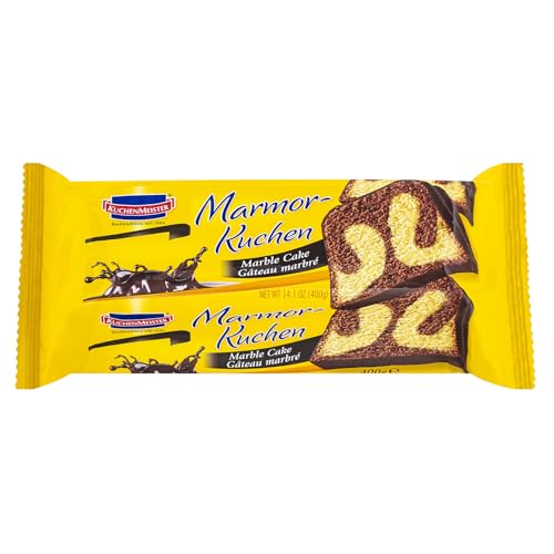 KuchenMeister Marmor Kuchen 400 g | Feine Marmorierung | saftig-zarter Geschmack | Klassiker mit hellem und dunklem Teig | für echte Genießer | (1 x 400 g)