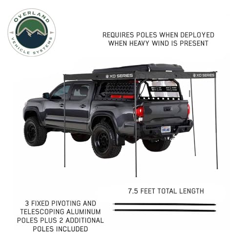 Image of Overland Vehicle Systems - XD Nomadic 270 LTE - Awning w /Lights, Driver Side, Black Trim w /Black Travel Cover