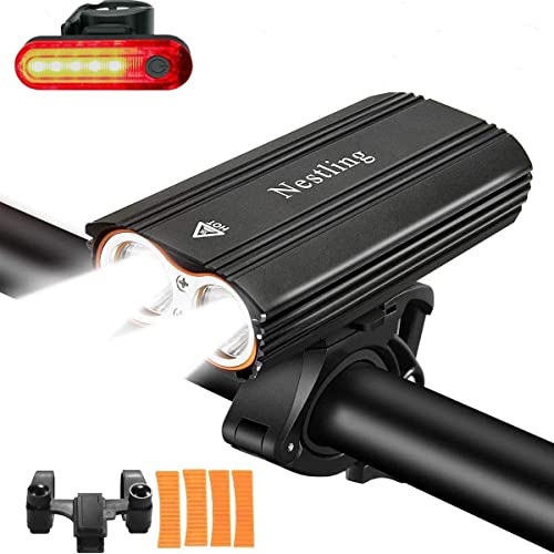 Nestling Luzde Bicicleta,Luz Bicicleta LED Recargable USB con 2400 Lúmenes 4 Modos,Luces...