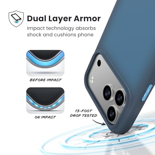 Image of Speck Presidio LUX for iPhone 17 Pro Max Case, MagSafe-Compatible, Slim Protective Case, DEEP SEA Fade /Black /Spell Blue
