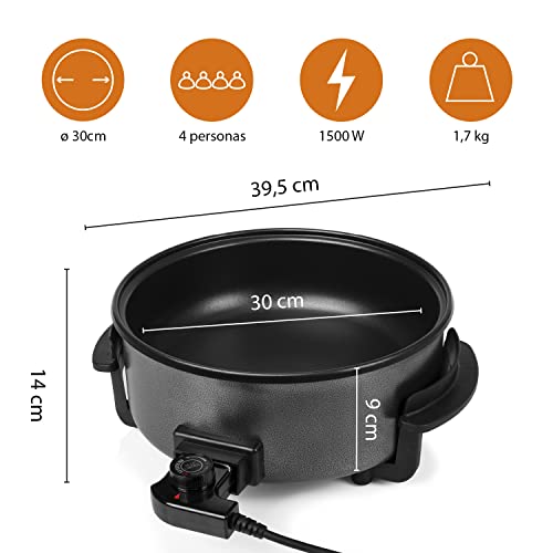 Tristar PAELLERA MULTIFUNCIÓN XL 30 CM X 9 CM ALTO DIÁMETRO DE LA SUPERFICIE DE COCCIÓN 30 CM ALTURA 9 CM TERMOSTATO REGULABLE RECUBR - imagen 3