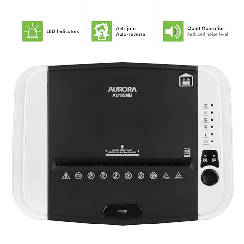 aurora high security 150-sheet auto feed micro-cut paper and credit card shredder with 63 gallon pullout basket  60 minutessecurity level p-4