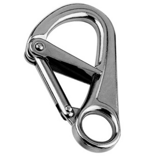 Safety spring hook with double locking latch. Marine grade stainless