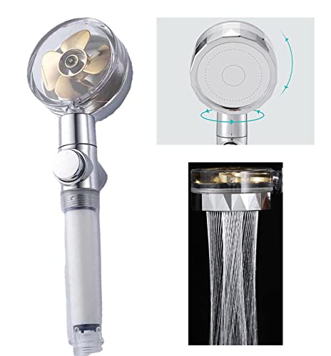 Upgrade Turbo Charged Fan Shower Head Showery Turbo Showery Turbo Flow Propellor Driven Vortex Shower Head Clearwater With Fan Inside (Gold-01)