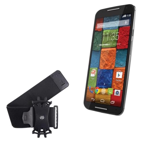 BoxWave Holster Compatible with Motorola Moto X (2014) - ActiveStretch Sport Armband, Adjustable Armband for Workout and Running - Jet Black