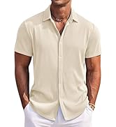 COOFANDY Men's Casual Shirts Short Sleeve Button Down Shirt for Men Wedding Beach Fashion Shirt