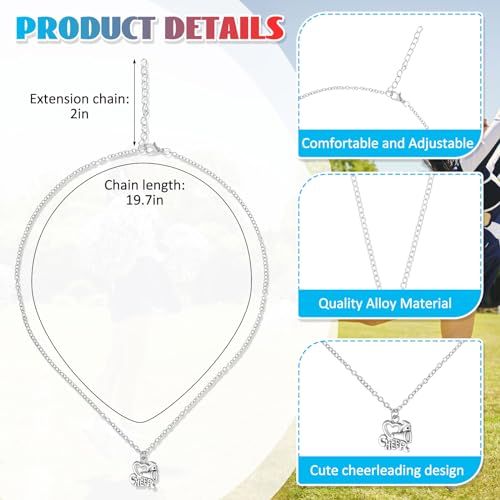 24 Pcs Cheerleader Necklace Cheerleader Gifts Cheer Necklace Bulk Charm Cheerleading Pendant for Women Sport Jewelry Costume Accessories Birthday2