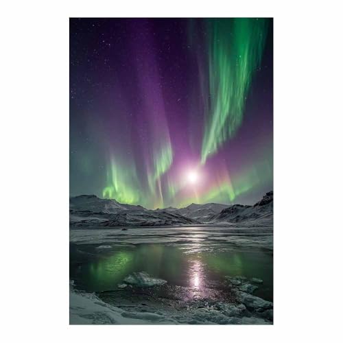 Pintura de aurora boreal en lienzo multicolor de 40x60cm para decorar el dormitorio