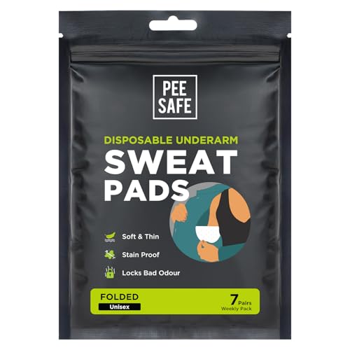 Image of Pee Safe Sweat Pads For Underarms Women & Men (7 Pairs) 14 Pads | Folded | Prevents Stains | Absorbs Sweat & Unpleasant Odour | Breathable And Deodorizing | Self Adhesive Glue