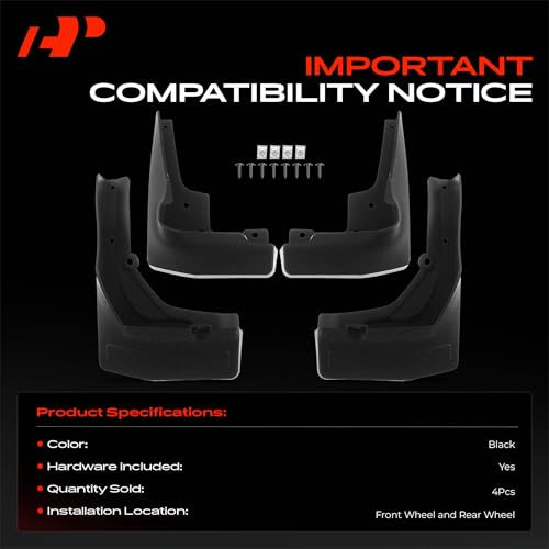 Image of A-Premium Mud Flaps Compatible with Mercedes-Benz | for Mercedes-Benz GLC250 /GLC300 /GLC350e, No Drilling Required Mud Guards with Hardware Accessories, Set of 4 Front and Rear
