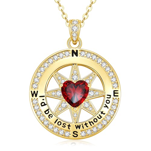 14K�S�[���h�R���p�X�a���΃l�b�N���X �����p ��̓� �L�O�� �a�����v���[���g ���l�A����l�ւ�2026�N���Z���ƃM�t�g ����F�B�ւ̃M�t�g |I'd be Lost Without You Jewelry, Medium, �x�[�X�B, �L���[�r�b�N�W��
