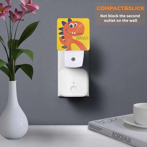Image of Dino Dusk to Dawn Night Light, Auto Sensor Lamp Home Indoor Stairway Kitchen Corridor, Cute Dinosaur Night Lights Plug into Wall Decor, Boys Girls Women Men Room Gifts