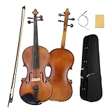 YoungMonic Full Size 4 Strings Viola Meticulously Crafted with Maple Wood Back Top Spruce Wood Adorned Ebony Fingerboard Tailpiece Chin Rest Complete with Case and Bow (16.5 Inch,brown)