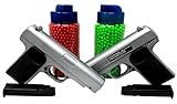 Spielzeug Set Silber Kinder Erwachsene 2Stk Softair 0,49Joule mit 2000 Kugeln