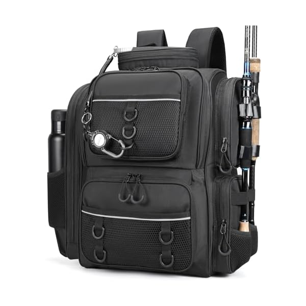 Waterproof-Fishing-Bag-with-Rod-Holder-A-Movable-Partition-and-An-Insulated-Liner-It-Is-also-A-Large-Lightweight-Hiking-Backpack WANOON 42L Waterproof Fishing Bag with Rod Holder,A Movable Partition and An Insulated Liner, It Is also A Large Lightweight Hiking Backpack