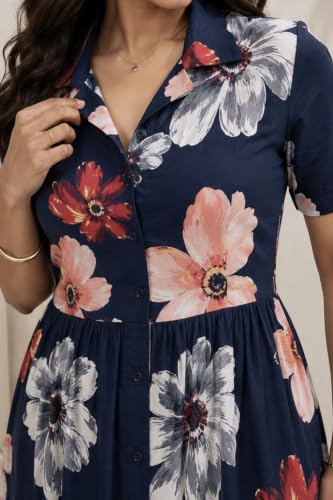 Image of ZELENA Rayon Lapel Neck Zipless Maternity Feeding Dress | Soft 100% rayon dress featuring a lapel neck, button-down zipless nursing , and half sleeves