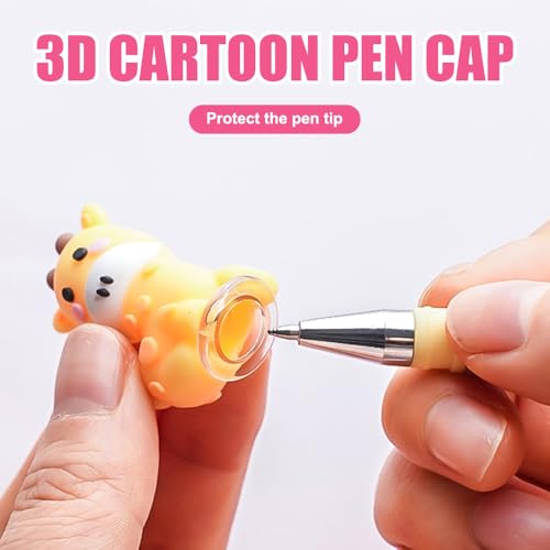 LdawyDE 10 Stück Radierbarer Kugelschreiber mit Tiermotiven, 0,7mm Radierstift mit 3D-Tierkappen, Ideal als Geschenk zu Festtagen oder Einschulung, Geeignet für Schule und Büro (Blau)