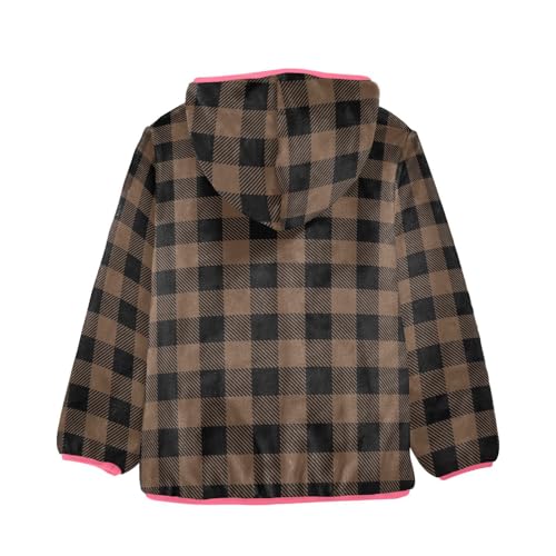 GuoChe Buffalo Plaid Coffee Brown Sherpa Coat2