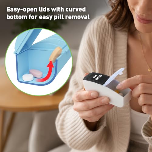 Image of Ezy Dose Weekly (7-Day) AM /PM Pill Organizer, Small Case, Black /Clear | Daily Vitamin & Supplement Medicine Box, Compact Pop-Out Compartments, 2 Times a Day Pill Holder, Travel-Friendly, BPA-Free