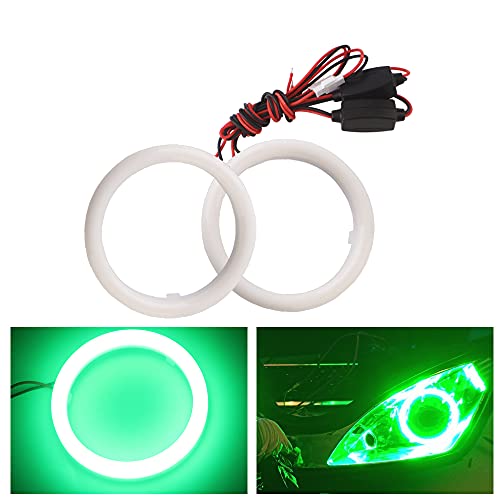 QasimLED 1-Pair Green 39SMD 60MM COB LED Halo Rings Car Angel Eyes Fog Lights Headlight with Cover 12V 24V