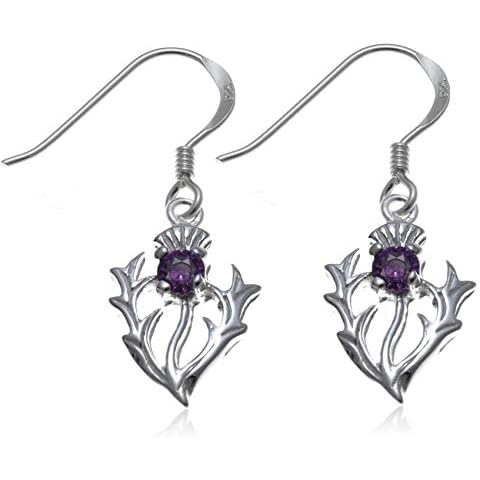 Sterling Silver Amethyst Thistle Earrings Cover
