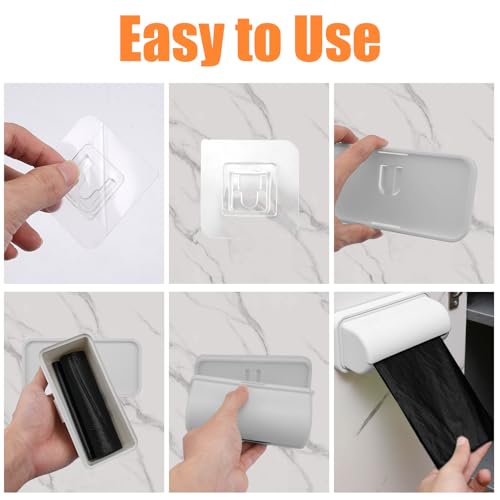 WhizNook 2 Stück Müllbeutelspender, 15x6.5 cm Bag Dispenser, Wandmontierter Spender Müllsack, Trash Bag Dispenser, Müllbeutel Halter Wand, Müllsack Organisator Wand, für Küche Toilette (Grau)