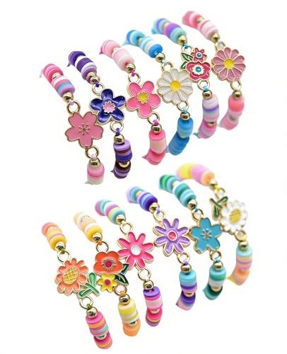 hommova 12 Pcs Bracelets for Women Girls Kids Colorful Adjustable Flower Bead Friendship Bracelets Party Bag Fillers