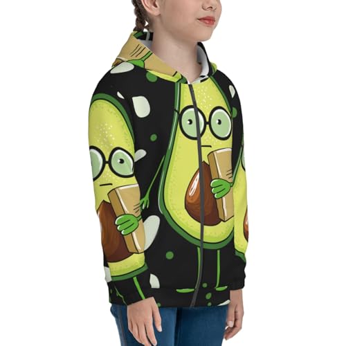 Avocado with Glasses Kid Hoodies Boys Zip Up Sweatshirts Girls Pullover with Pocket4