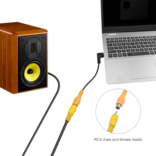 PNGKNYOCN 1/8 inch TS to RCA Short Cable ,2 Pack Right Angle 3.5mm Mono Male Plug to RCA Female Jack Audio Adapter for Speakers Subwoofer,Amplifier(20cm) - Image 4