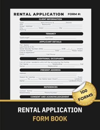 Rent Application Forms Book: (100 pages) | Apartment Lease Application ...