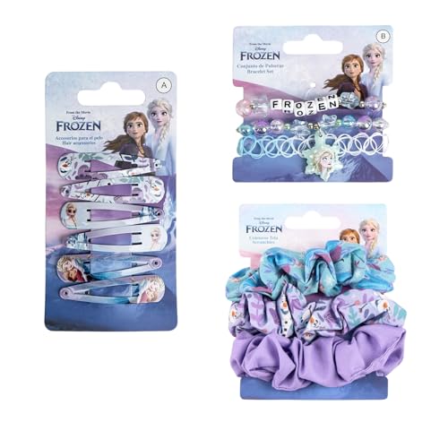 Disney Frozen Haarzubehör Set für Mädchen, Eiskönigin Anna und Elsa, 12-teilig mit Haarspangen, Scrunchies, Armband, Kette (Hellblau) Disney Frozen Haarzubehör Set für Mädchen, Eiskönigin Anna und Elsa, 12-teilig mit Haarspangen, Scrunchies, Armband, Kette (Hellblau)