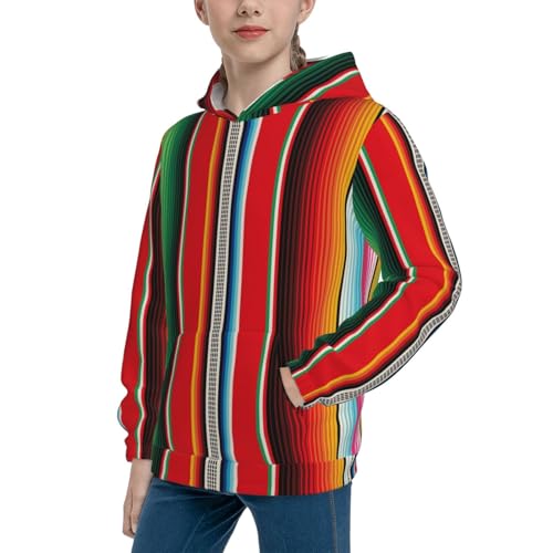 Mexican Serape Blanket Stripes Kid Hoodies Boys Sweatshirts Girls Pullover with Pocket2