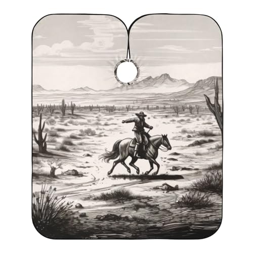 SDMKA Vintage Western Cowboy Professional Barber Cape Waterproof Hair Cutting Salon Cape with Snap Closure Multifunctional Barber Apron for Men and Women