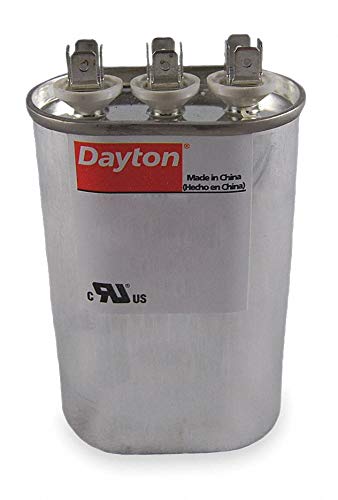 Dayton Oval Motor Dual Run Capacitor,17.5/5 Microfarad Rating,370VAC Voltage