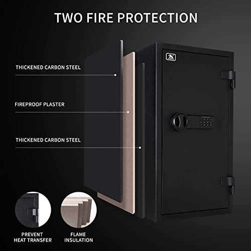 TIGERKING Fireproof Safe,3.47 Cubic Feet Home Safe Box, Large Steel Digital Safes Box with Digital Lock for Home and Office